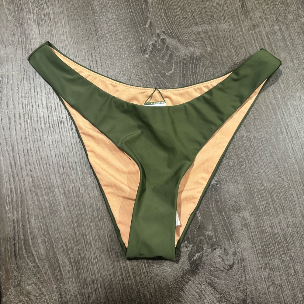NWT J Crew Hipster Full Coverage Bikini Bottom in Army Green Size Small - Picture 4 of 7